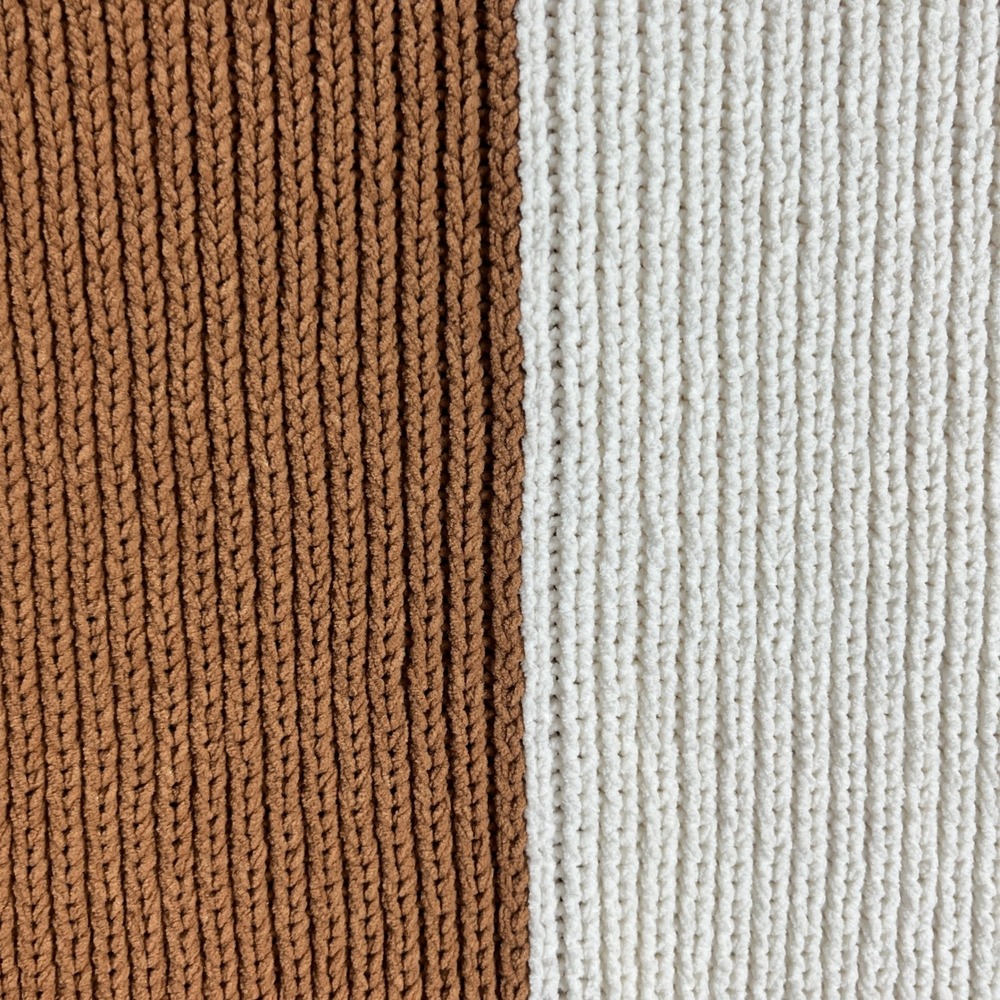 Abercrombie‎ & Fitch Colorblock Chenille Crewneck Sweater Brown Cream M - Picture 7 of 8